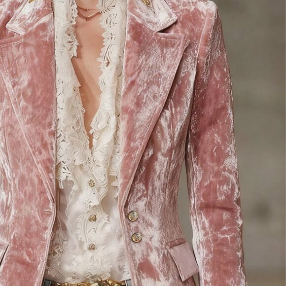 Elegant Pink Women's Single-Breasted Blazer Jacket - Picture 5 of 5